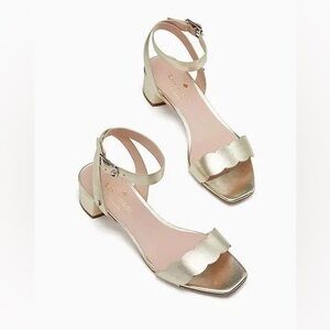 Kate Spade Edie Gold Metallic Ankle Strap Block Heel Sandals NWOB/Like New